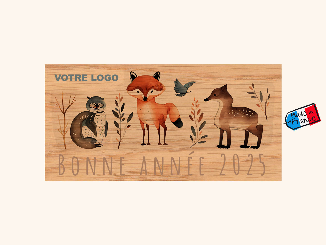 carte en bois correspondance 200x99mm chêne