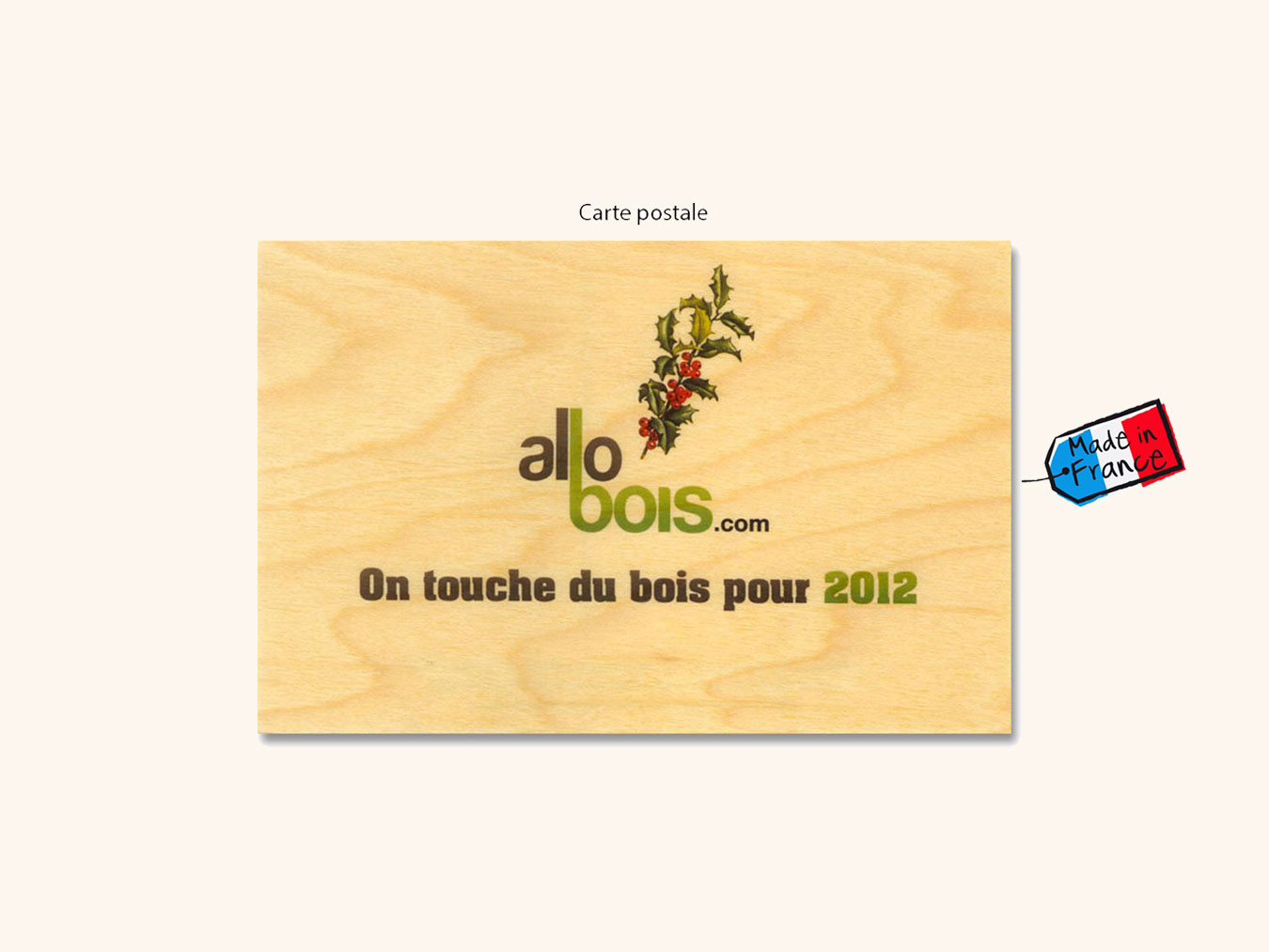 carte en bois personnalisable format A6 carte voeux bois