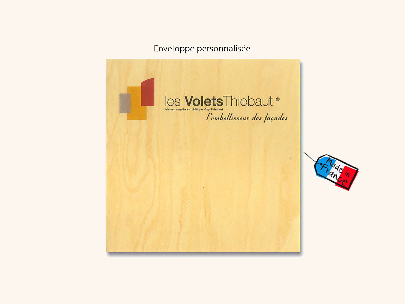 enveloppe en bois personnalisable carrée 160x160mm