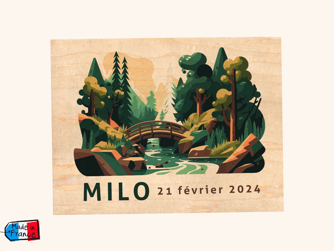 carte naissance en bois faire part